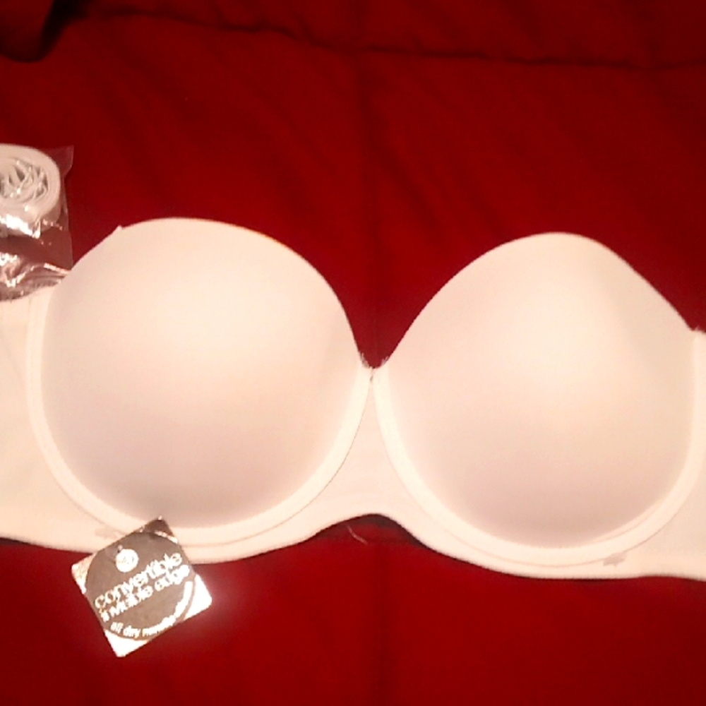 White Convertible Strapless Bra 36 D